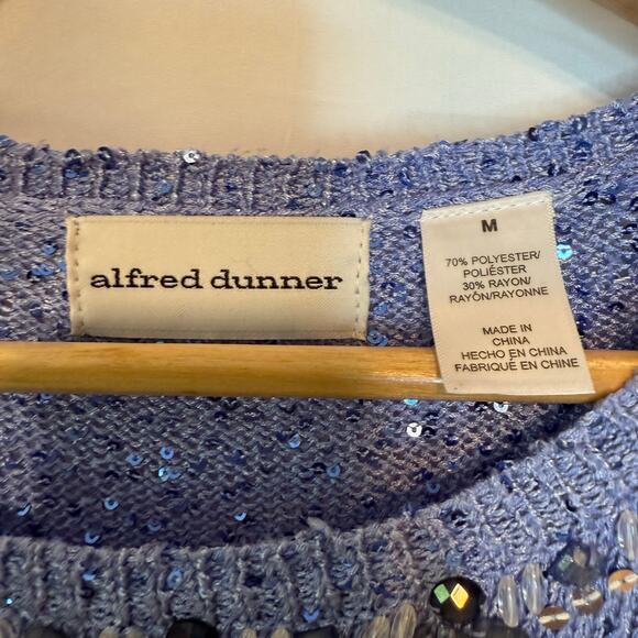 Alfred Dunner Striped Sweater M Womens Sequin Knit Multicolor Embellished - Picture 5 of 5